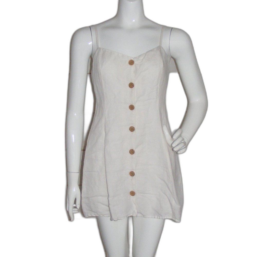 URBAN OUTFITTERS Dress, S, Linen, Strappy, Ivory, Mini/short